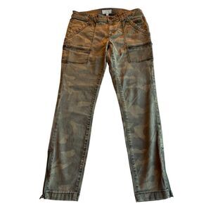 JOIE Jeans Camo Pant Stretch Cotton Cargo Pant Cropped on Most Zipper Leg SZ 29